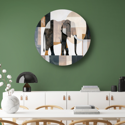 Abstracte Olifant in Geometrische Harmonie forex muurcirkel