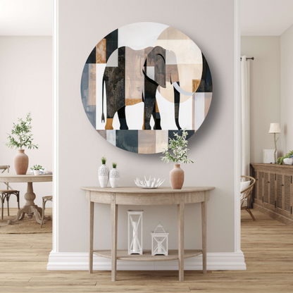 Abstracte Olifant in Geometrische Harmonie forex muurcirkel