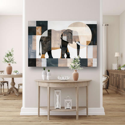 Abstracte Olifant in Geometrische Harmonie canvas