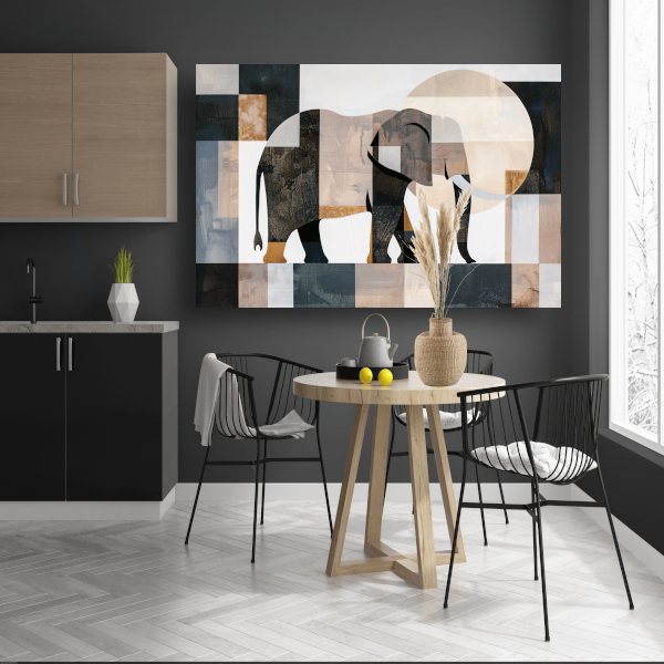 Abstracte Olifant in Geometrische Harmonie canvas