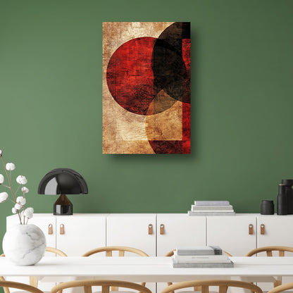 Abstract met rode cirkel canvas met baklijst
