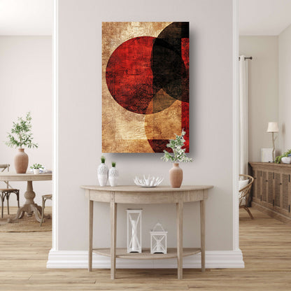 Abstract met rode cirkel canvas met baklijst