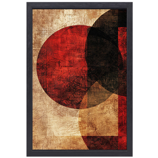 Abstract met rode cirkel canvas met baklijst