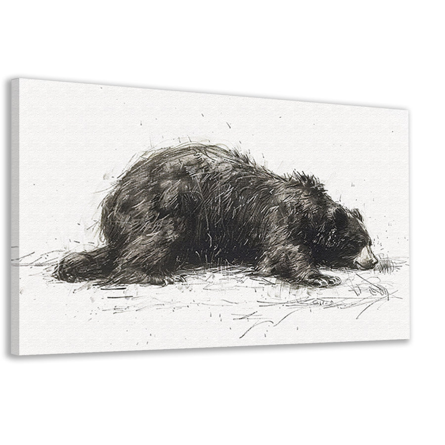 Minimalistische tekening van slapende beer canvas