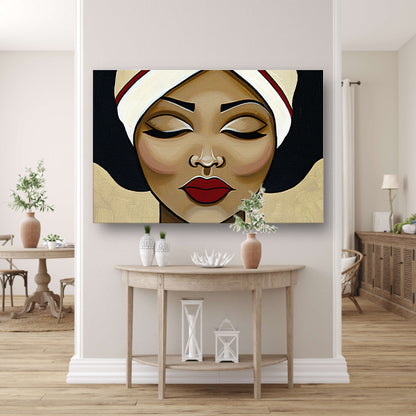 Surrealistisch portret van een serene vrouw canvas