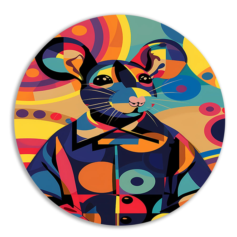 Kleurrijk Pop Art Muis in Jasje forex muurcirkel