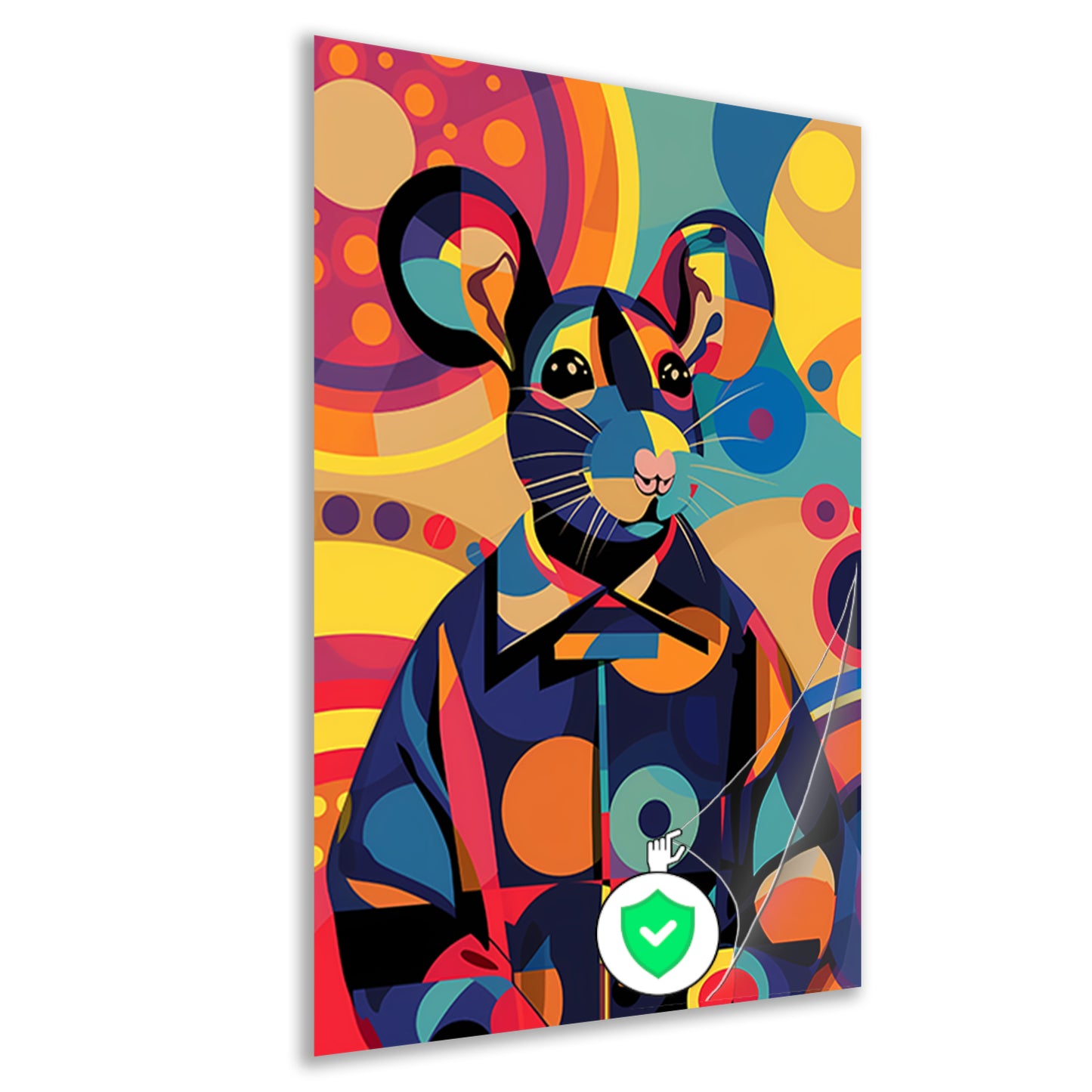 Kleurrijk Pop Art Muis in Jasje poster