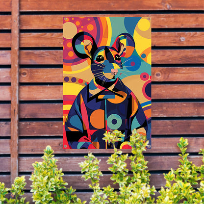 Kleurrijk Pop Art Muis in Jasje tuinposter