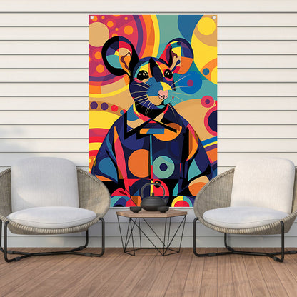 Kleurrijk Pop Art Muis in Jasje tuinposter