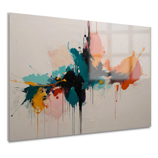Dynamische Abstracte Kleurexplosie op Canvas acrylglas