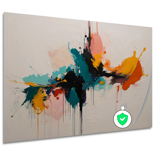 Dynamische Abstracte Kleurexplosie op Canvas poster