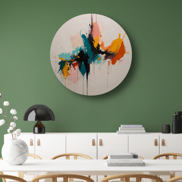 Dynamische Abstracte Kleurexplosie op Canvas forex muurcirkel