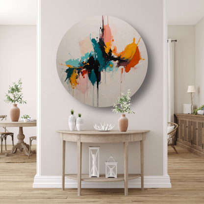 Dynamische Abstracte Kleurexplosie op Canvas forex muurcirkel