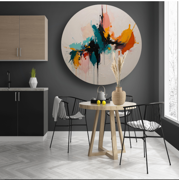 Dynamische Abstracte Kleurexplosie op Canvas forex muurcirkel