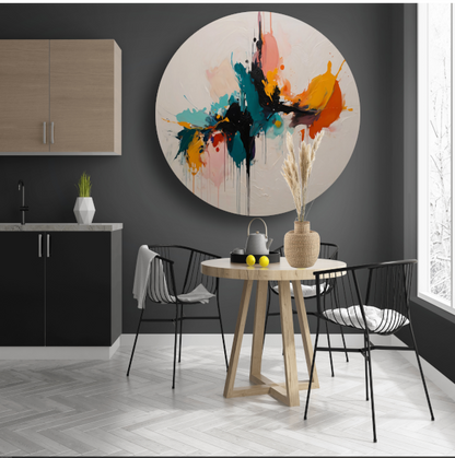 Dynamische Abstracte Kleurexplosie op Canvas forex muurcirkel