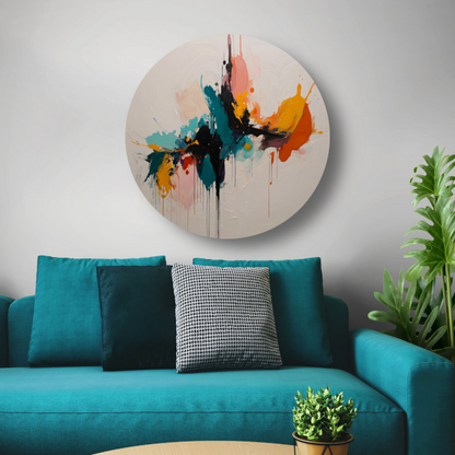 Dynamische Abstracte Kleurexplosie op Canvas forex muurcirkel
