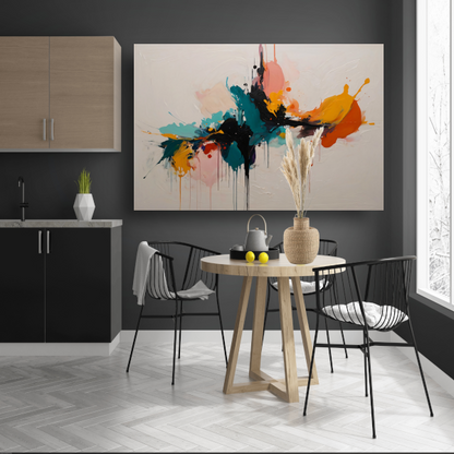 Dynamische Abstracte Kleurexplosie op Canvas poster