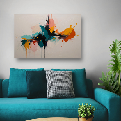Dynamische Abstracte Kleurexplosie op Canvas poster