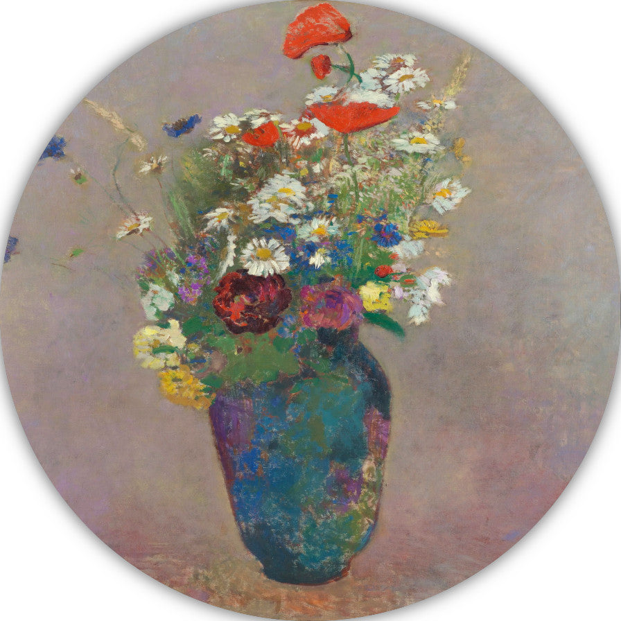 Vase with Flowers - Odilon Redon aluminium muurcirkel