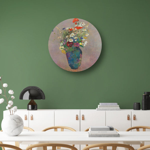 Vase with Flowers - Odilon Redon aluminium muurcirkel