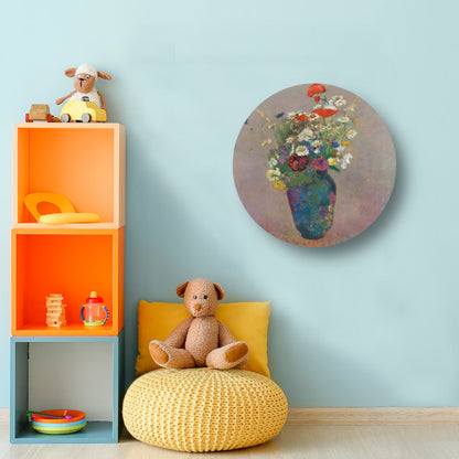 Vase with Flowers - Odilon Redon aluminium muurcirkel