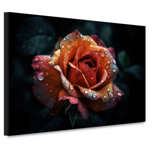 Rozen close-up met waterdruppels canvas