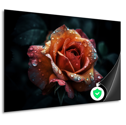 Rozen close-up met waterdruppels poster