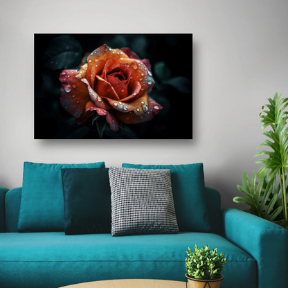 Rozen close-up met waterdruppels acrylglas