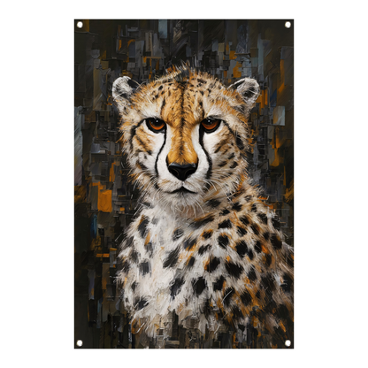 Abstracte Cheetah in Stedelijk Landschap tuinposter