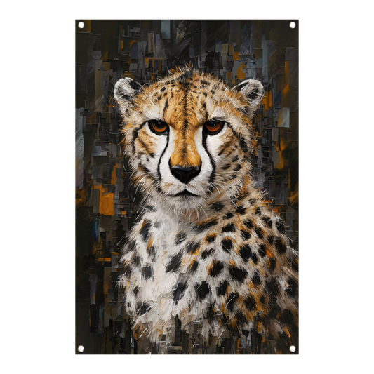 Abstracte Cheetah in Stedelijk Landschap tuinposter