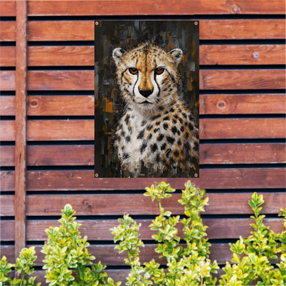 Abstracte Cheetah in Stedelijk Landschap tuinposter