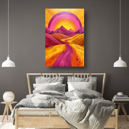 Kleurrijke Abstracte Bergen en Kronkelende Weg acrylglas
