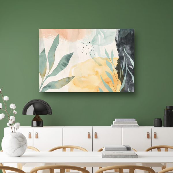 Dromerige Abstracte Aquarel in Zacht Kleurenpalet canvas met baklijst