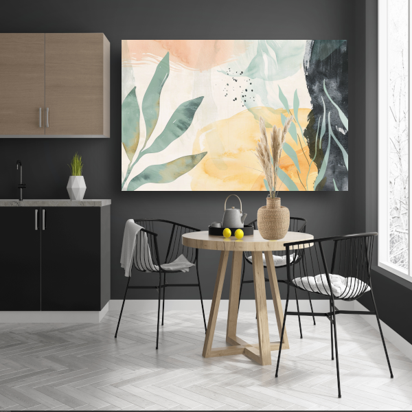 Dromerige Abstracte Aquarel in Zacht Kleurenpalet canvas met baklijst