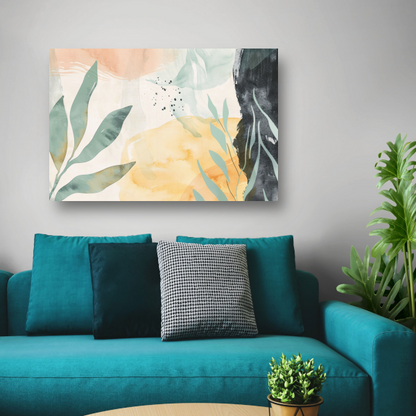 Dromerige Abstracte Aquarel in Zacht Kleurenpalet canvas met baklijst