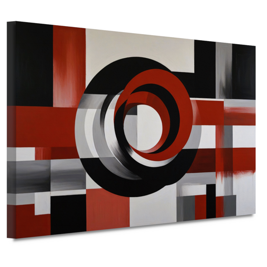 Abstract minimalisme met rode en zwarte cirkels canvas