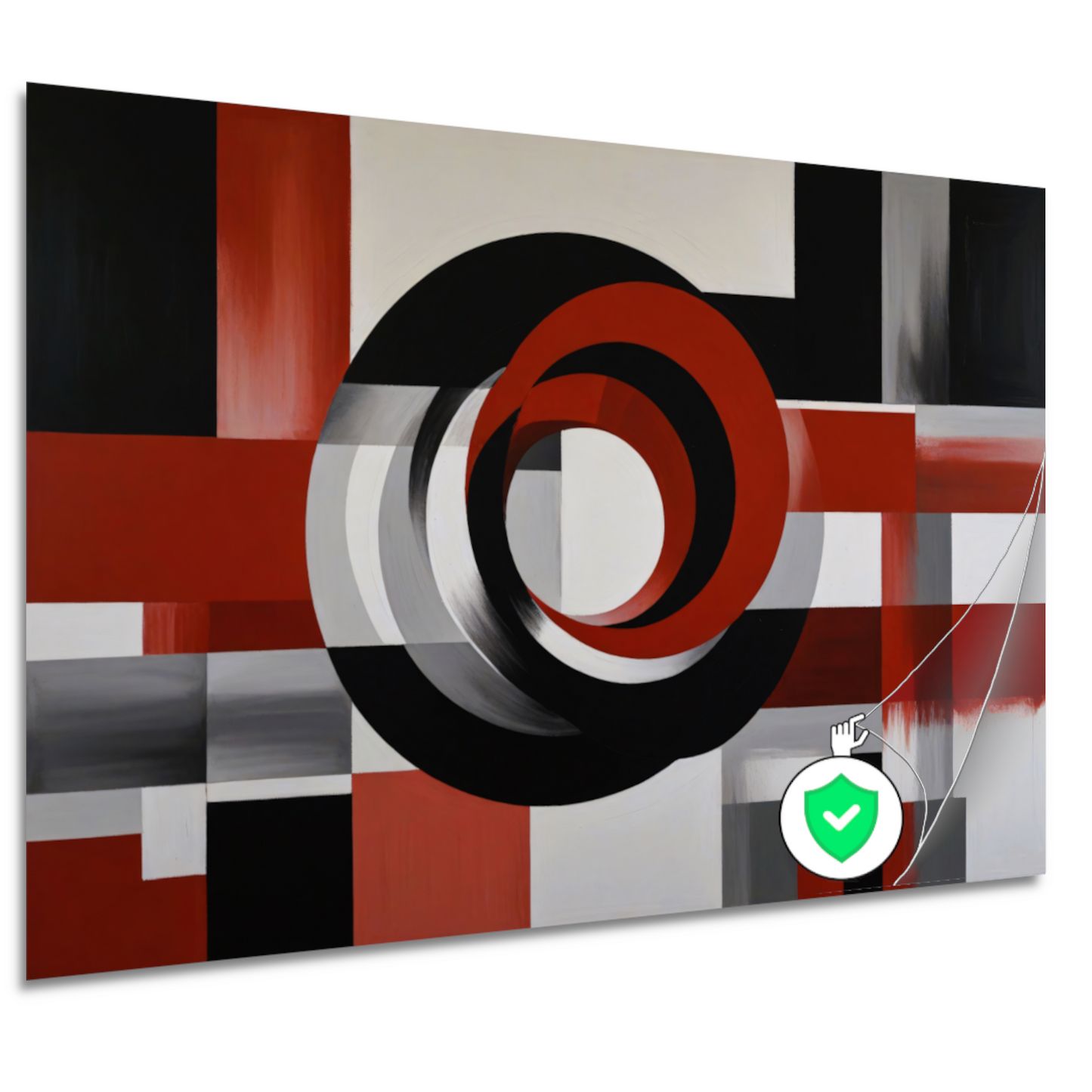 Abstract minimalisme met rode en zwarte cirkels poster