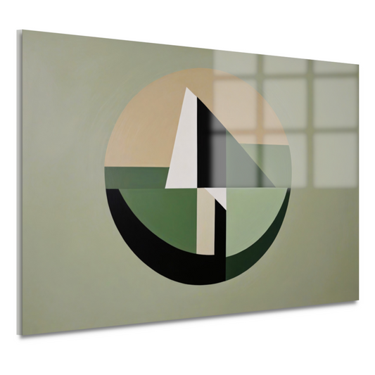 Abstracte Geometrie in Groen en Beige Tinten acrylglas