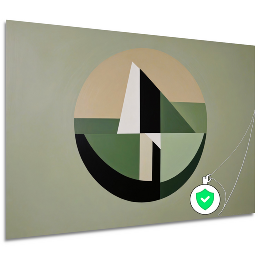 Abstracte Geometrie in Groen en Beige Tinten poster