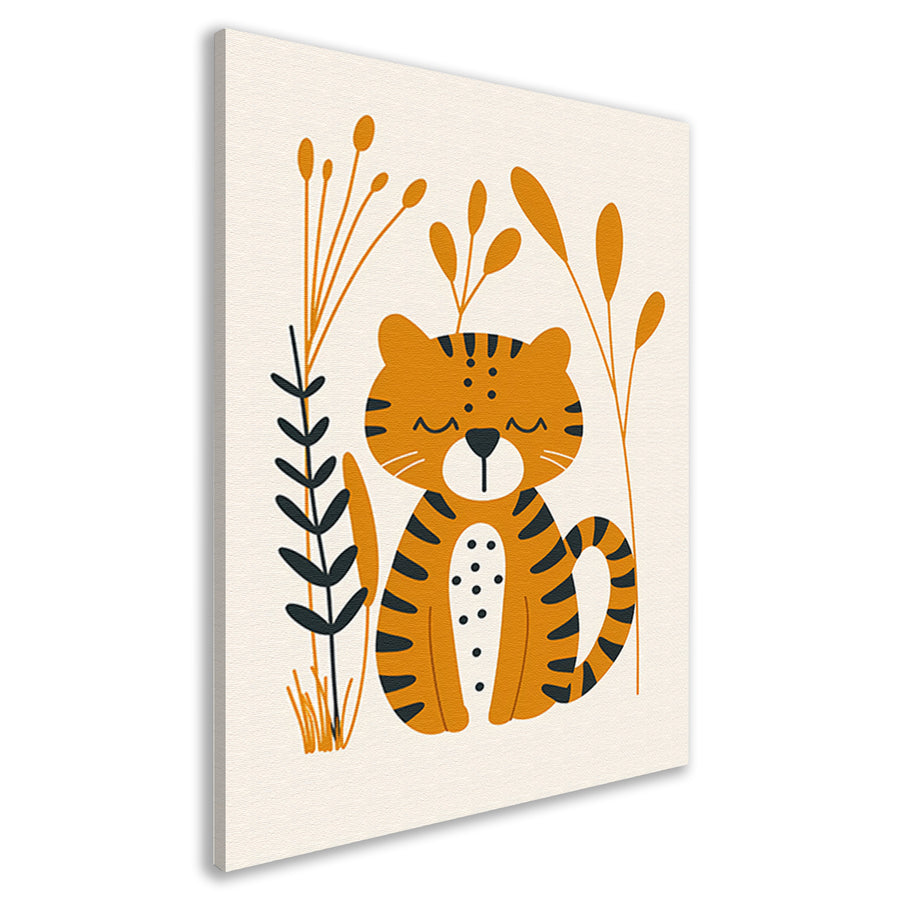Minimalistisch tijgerontwerp met planten canvas