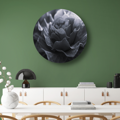 Monochrome close-up van een bloem in detail forex muurcirkel
