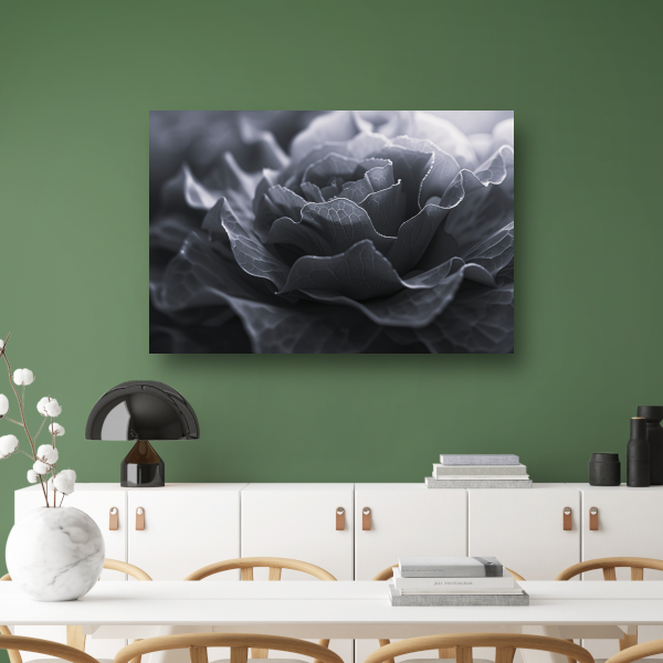 Monochrome close-up van een bloem in detail poster