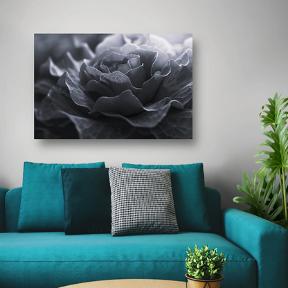 Monochrome close-up van een bloem in detail poster