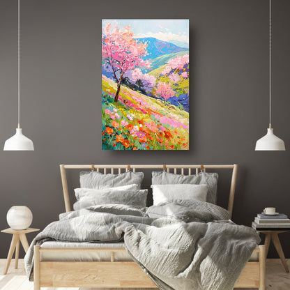 Prachtig impressionistisch bloemenveld in de lente acrylglas