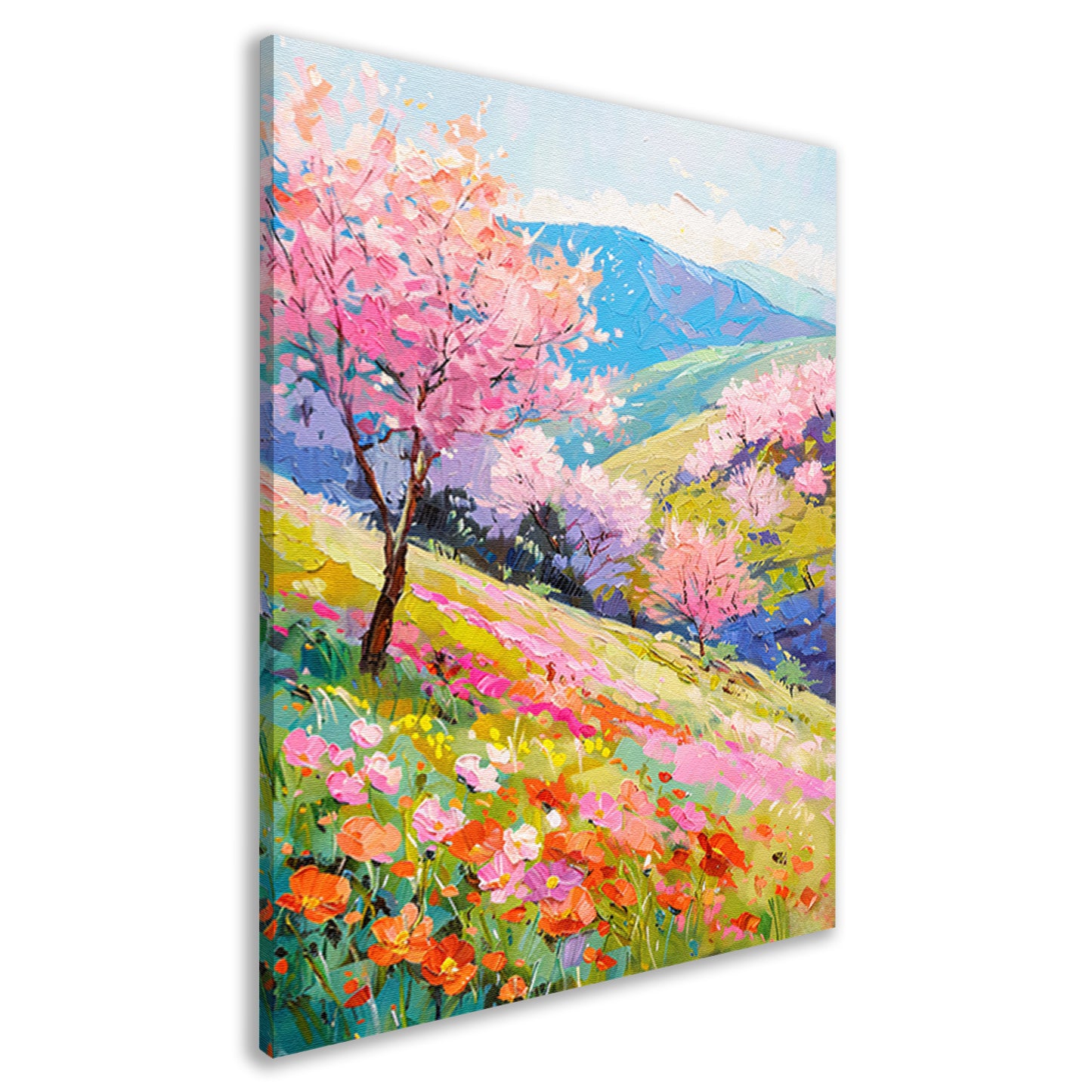 Prachtig impressionistisch bloemenveld in de lente canvas