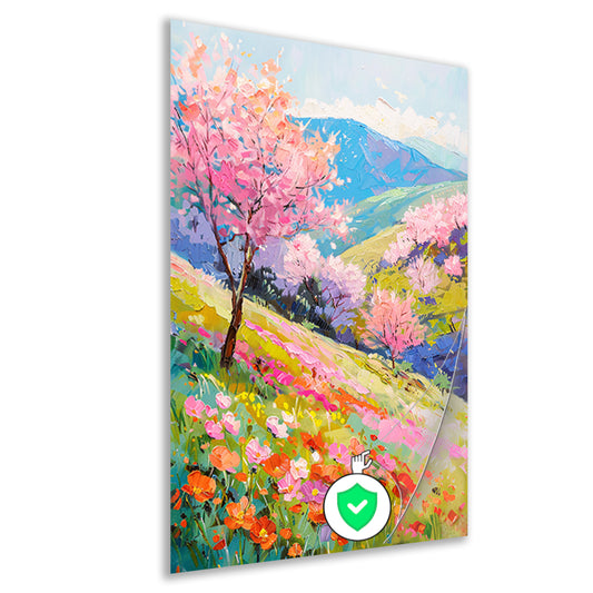 Prachtig impressionistisch bloemenveld in de lente poster