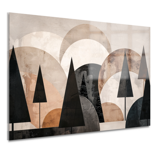 Geometrische bomen in sepia en grijstinten acrylglas