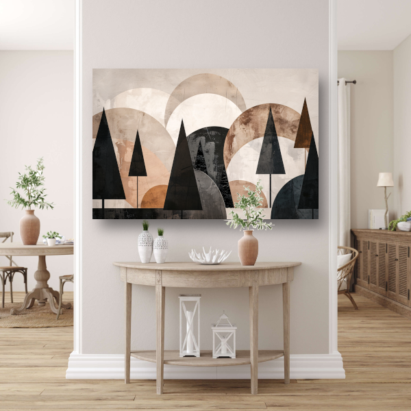Geometrische bomen in sepia en grijstinten acrylglas