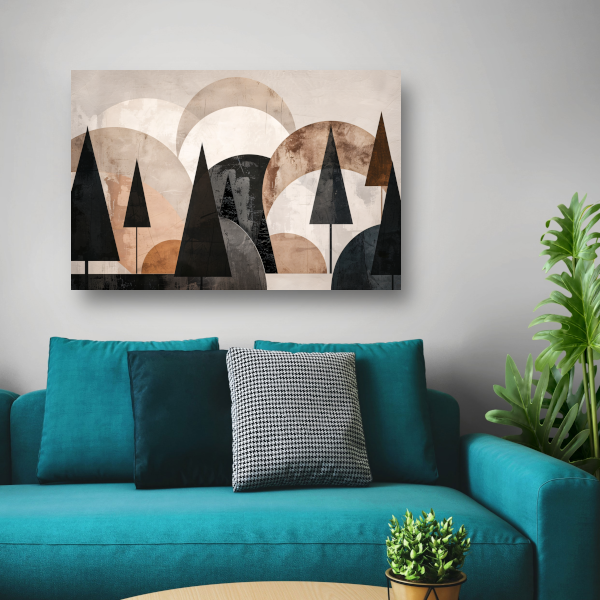 Geometrische bomen in sepia en grijstinten acrylglas