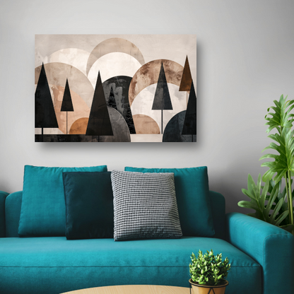 Geometrische bomen in sepia en grijstinten acrylglas